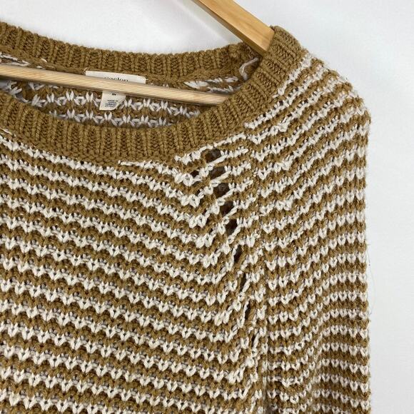Caslon Tan White Striped Long Sleeve Knit Tunic Sweater Women's Size Medium M - Picture 5 of 8